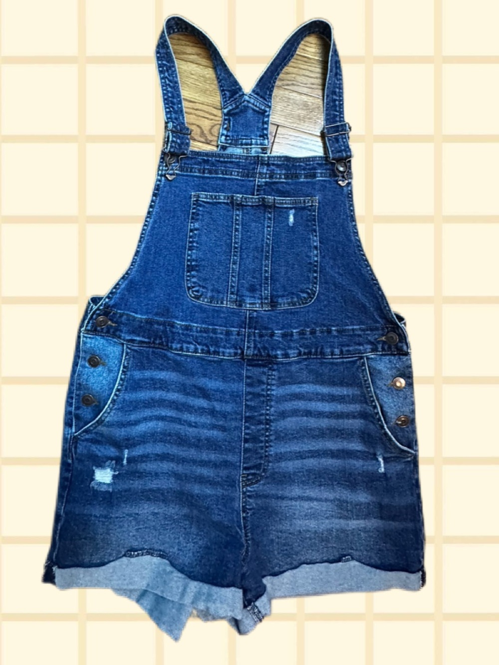 No Boundaries Light and Dark Blue Denim Shortalls